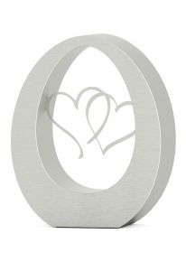 Stainless steel keepsake urn 'Oval Hearts'